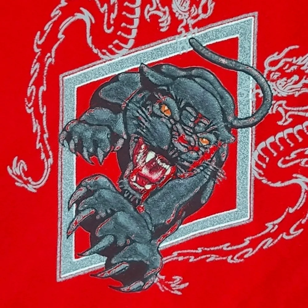 Vintage Y2K No Boundaries Chili Pepper Red Tattoo Jaguar Print Tee Tshirt Size S - Picture 5 of 15